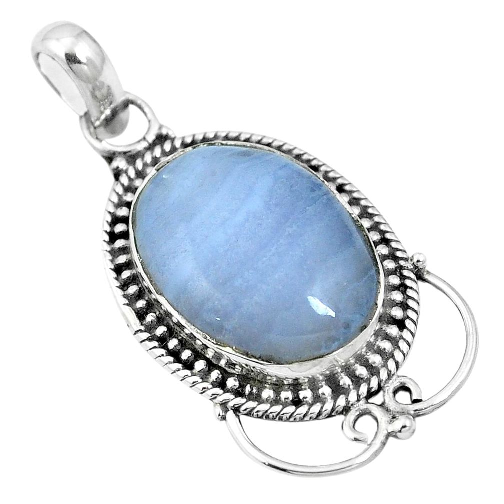 Natural blue lace agate 925 sterling silver pendant jewelry m65556