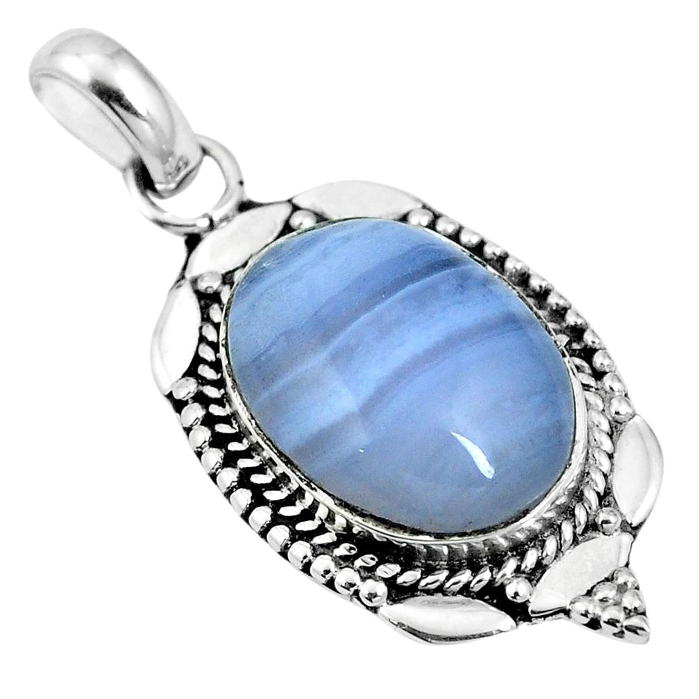Natural blue lace agate 925 sterling silver pendant jewelry m65558