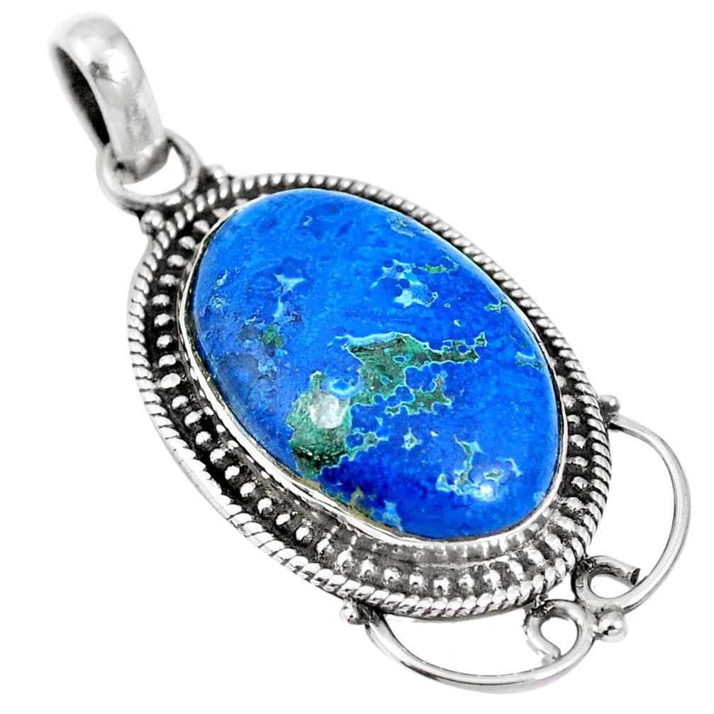 Natural blue shattuckite 925 sterling silver pendant jewelry m65561