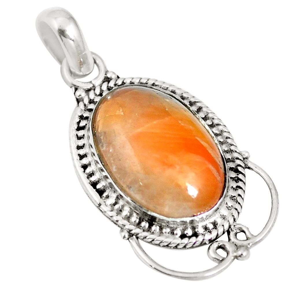 Natural orange calcite 925 sterling silver pendant jewelry m65597