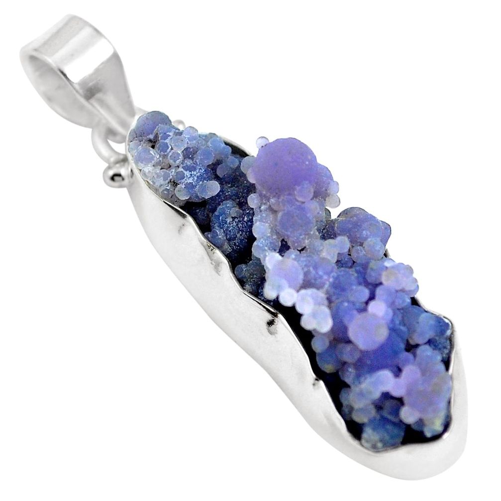 Natural purple grape chalcedony 925 sterling silver pendant m65823