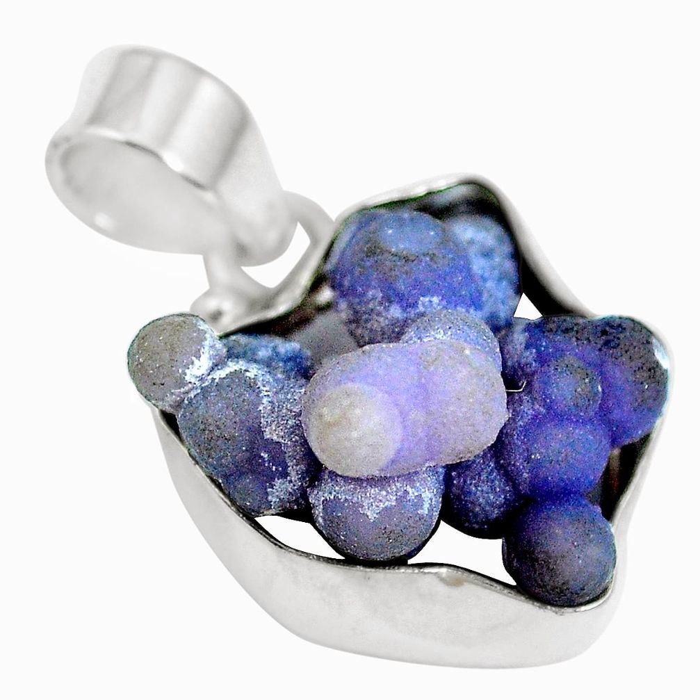 Natural purple grape chalcedony fancy 925 sterling silver pendant m65826