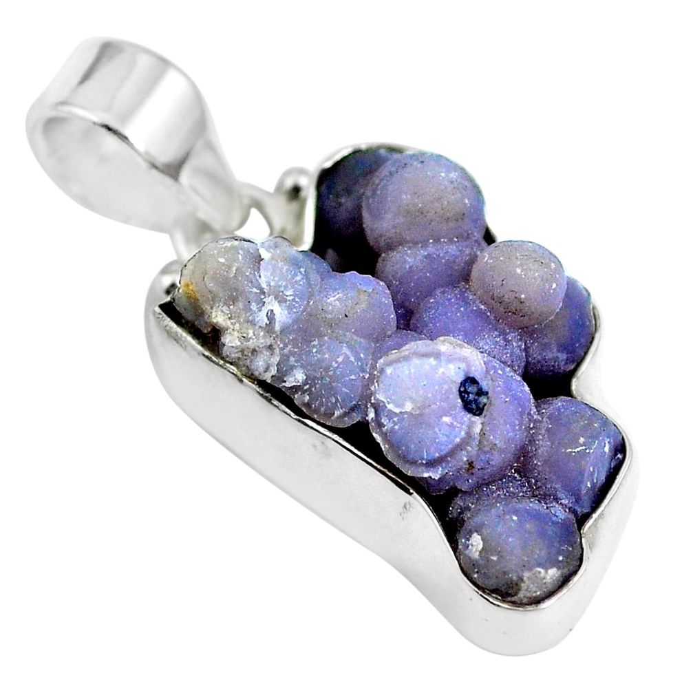 Natural purple grape chalcedony 925 sterling silver pendant m65829