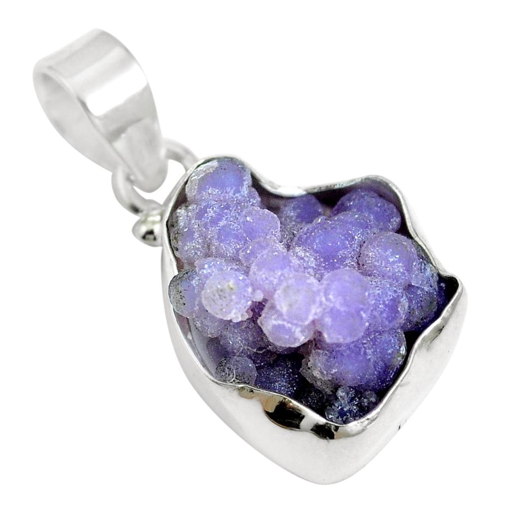 Natural purple grape chalcedony 925 sterling silver pendant m65843