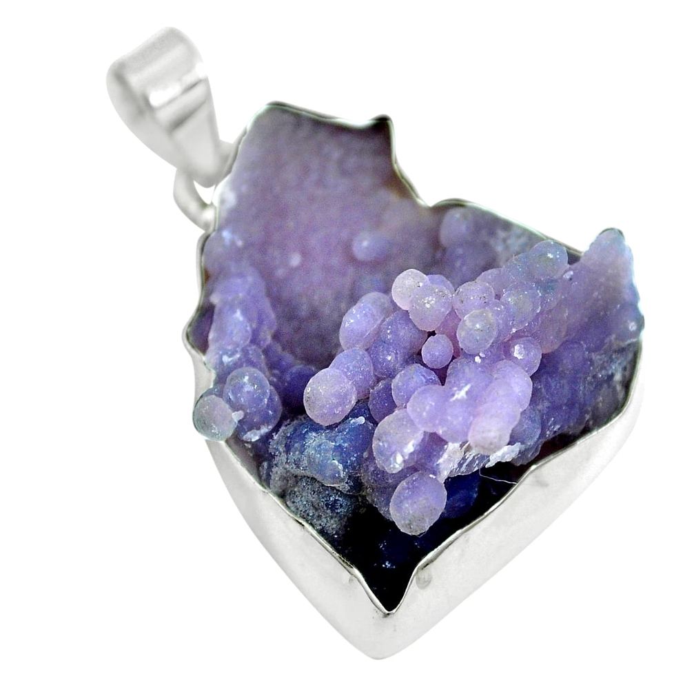 Natural purple grape chalcedony 925 sterling silver pendant m65863