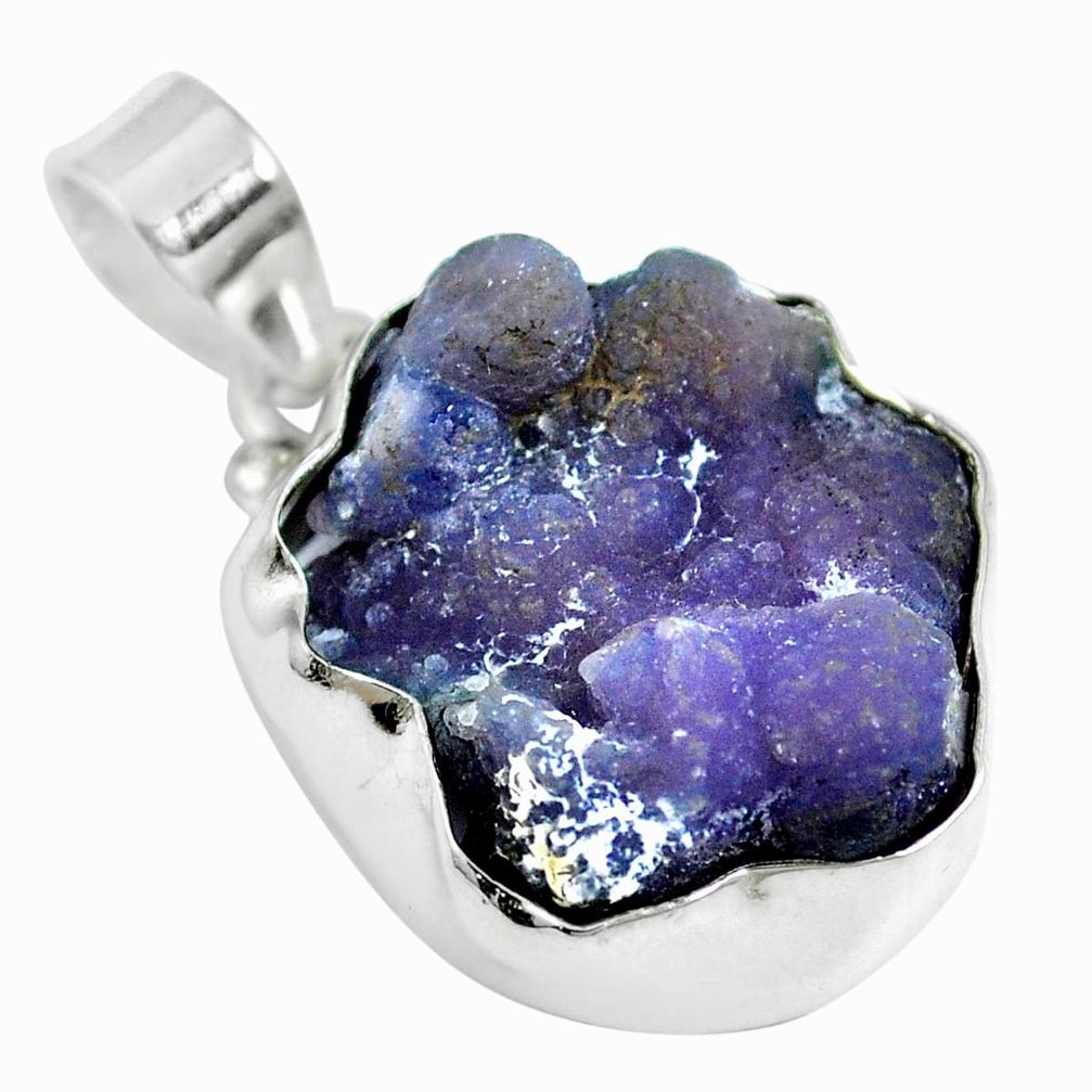 Natural purple grape chalcedony 925 sterling silver pendant m65865