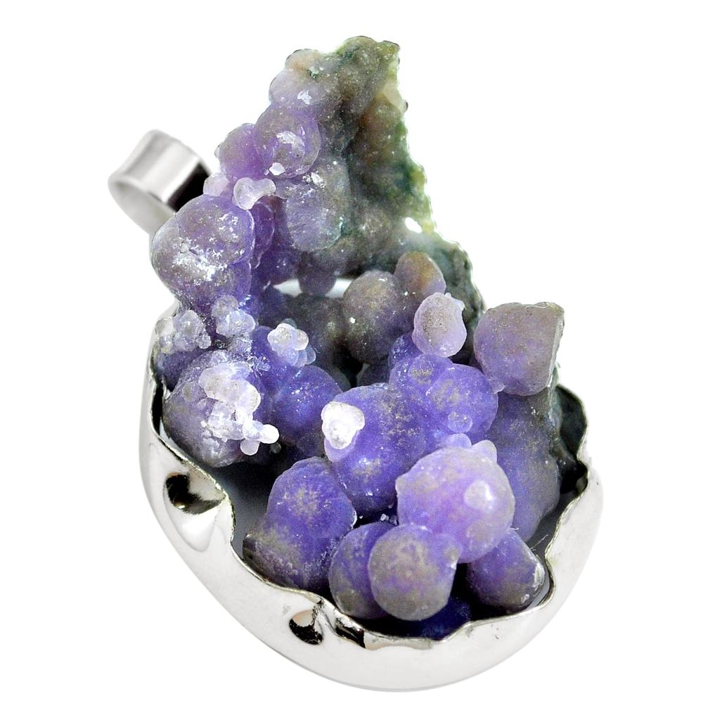 Natural purple grape chalcedony 925 sterling silver pendant m65870