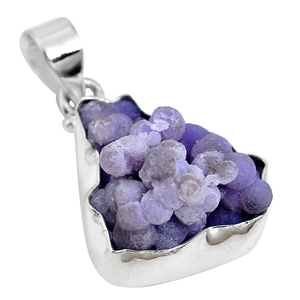 Natural purple grape chalcedony 925 sterling silver pendant m65890