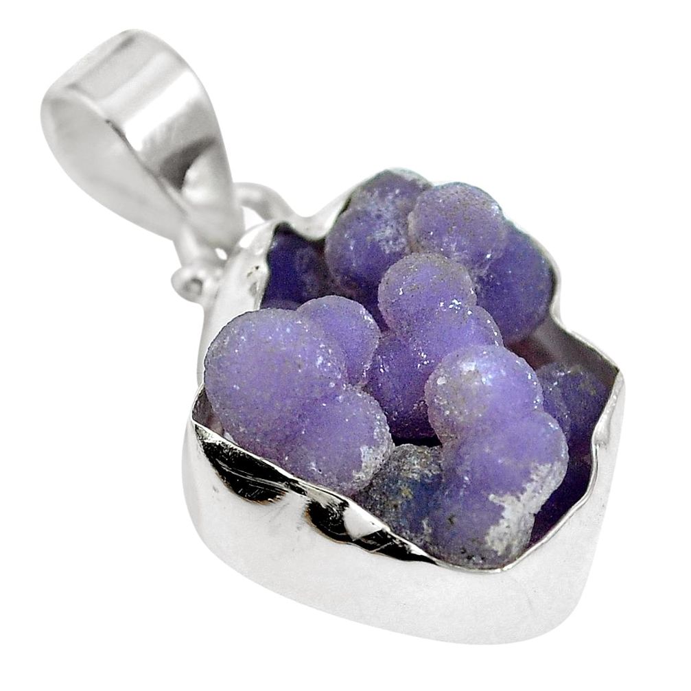 Natural purple grape chalcedony fancy 925 sterling silver pendant m65893