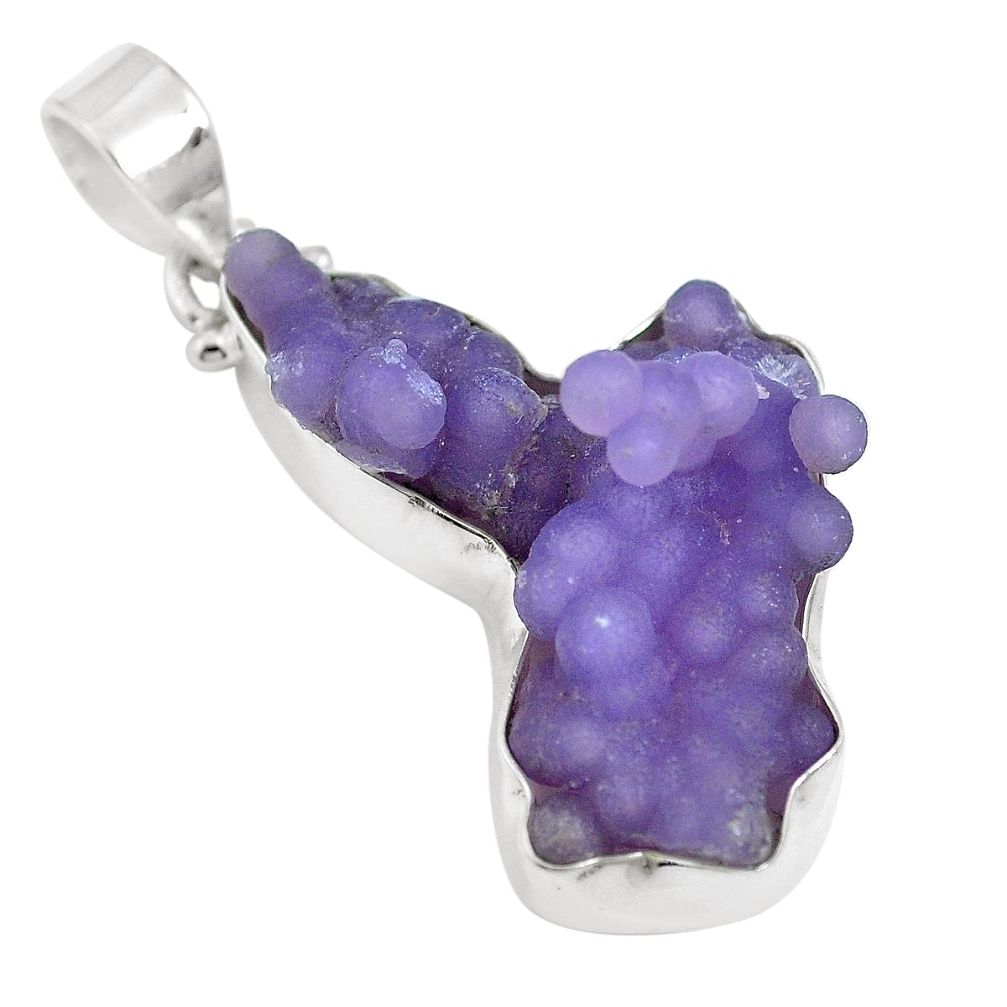 Natural purple grape chalcedony 925 sterling silver pendant m65898