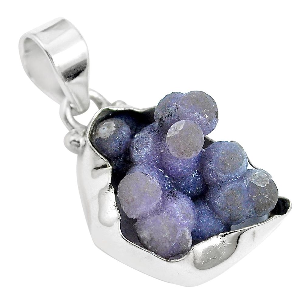 Natural purple grape chalcedony 925 sterling silver pendant m65907
