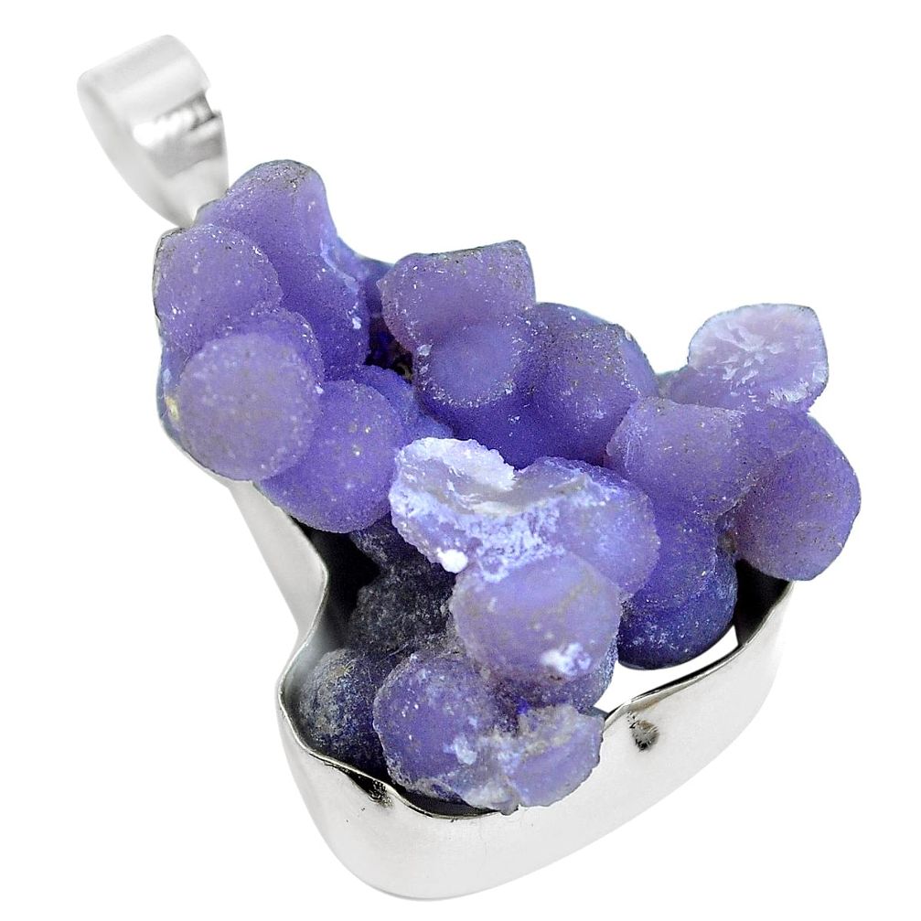 925 sterling silver natural purple grape chalcedony pendant jewelry m65909