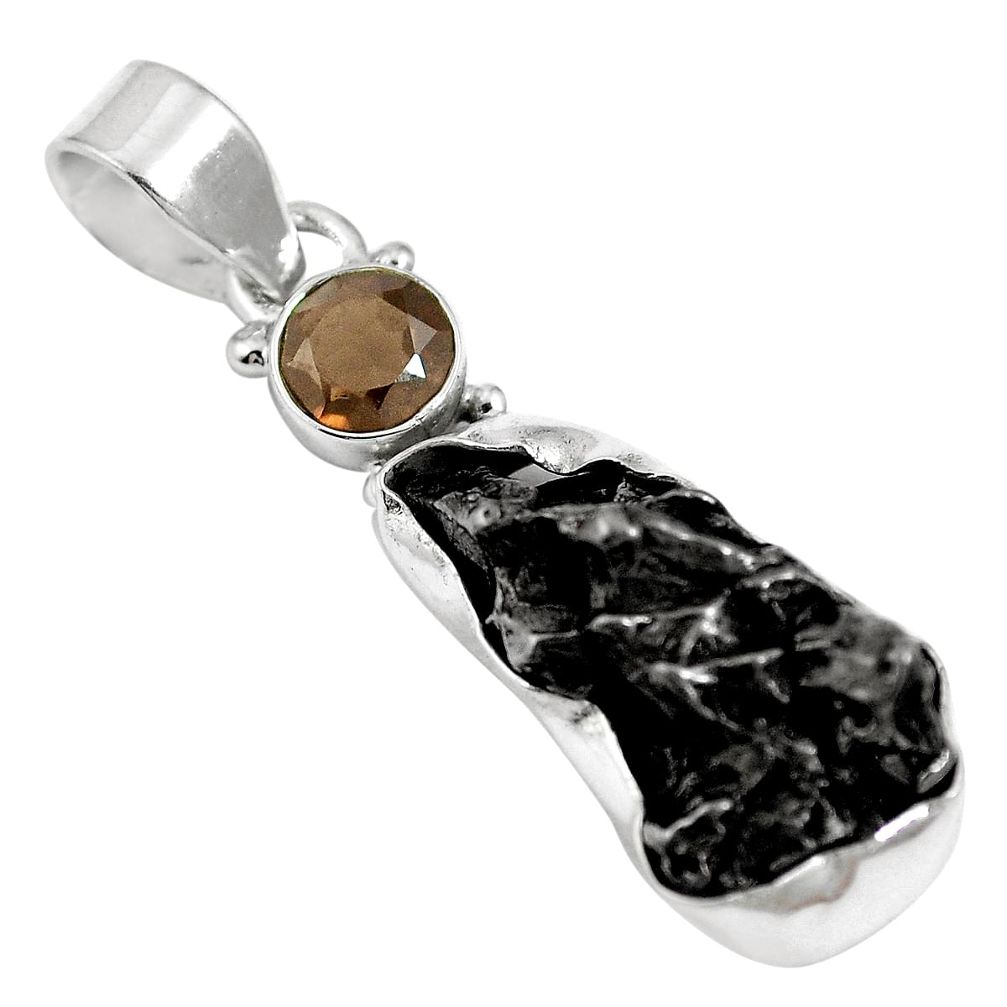 Natural campo del cielo (meteorite) 925 sterling silver pendant m65969
