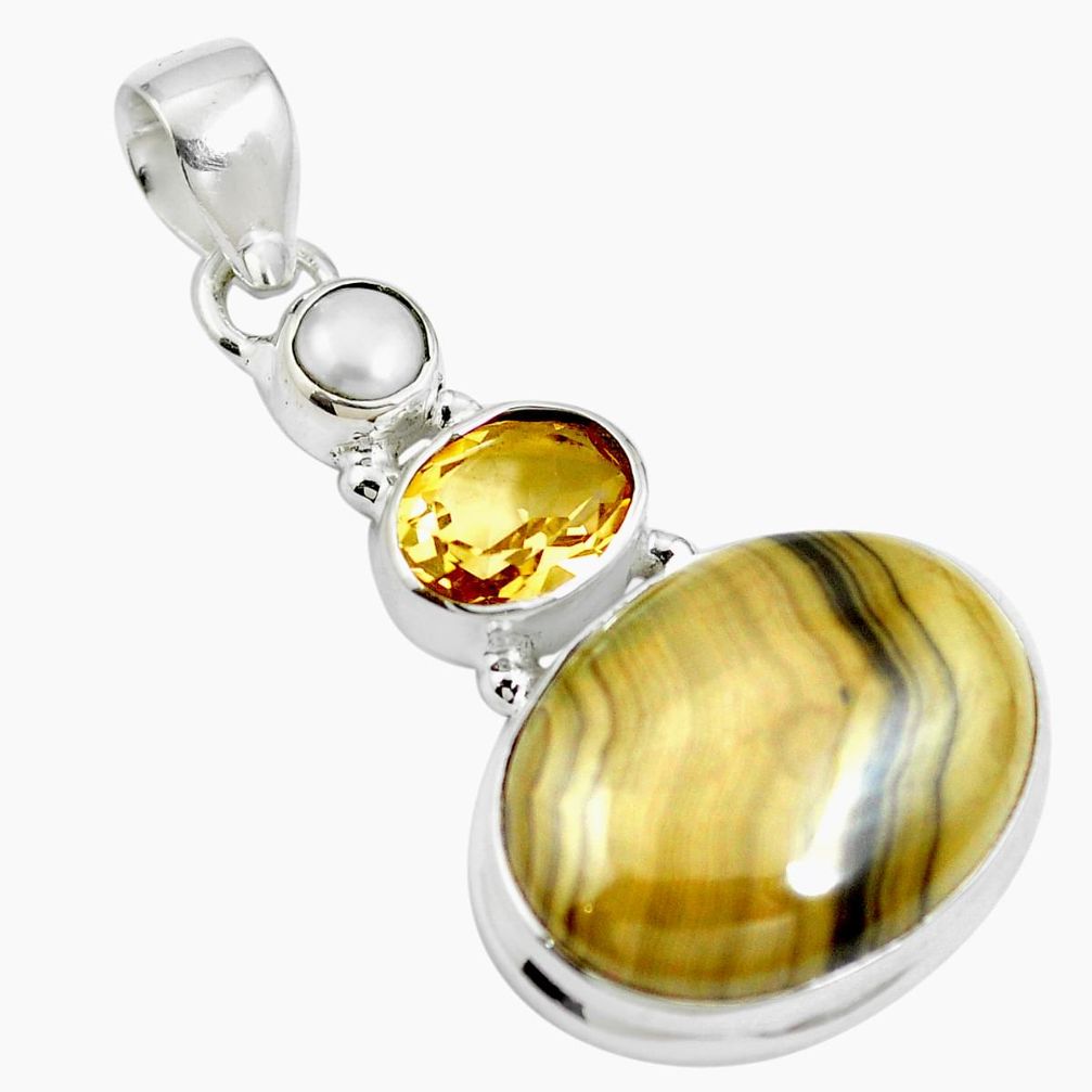 925 silver natural yellow schalenblende polen citrine pendant jewelry m66064