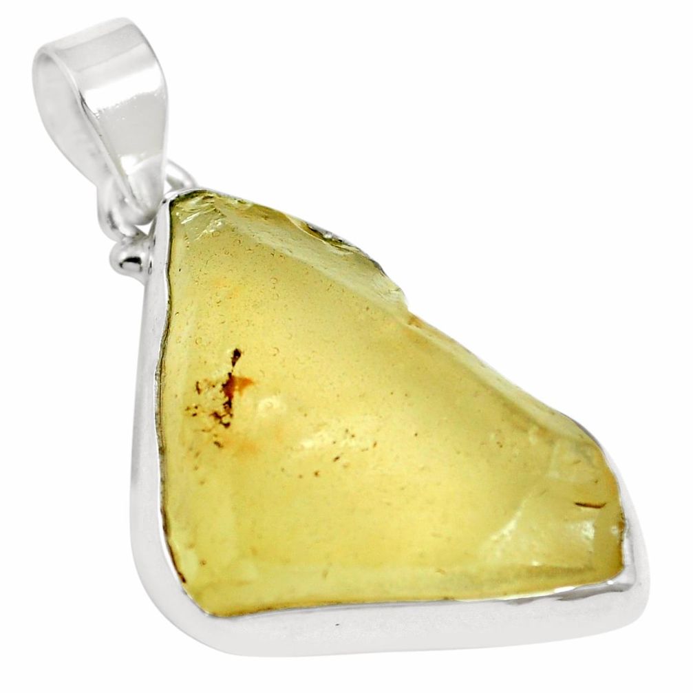 Natural libyan desert glass (gold tektite) fancy 925 silver pendant m66125