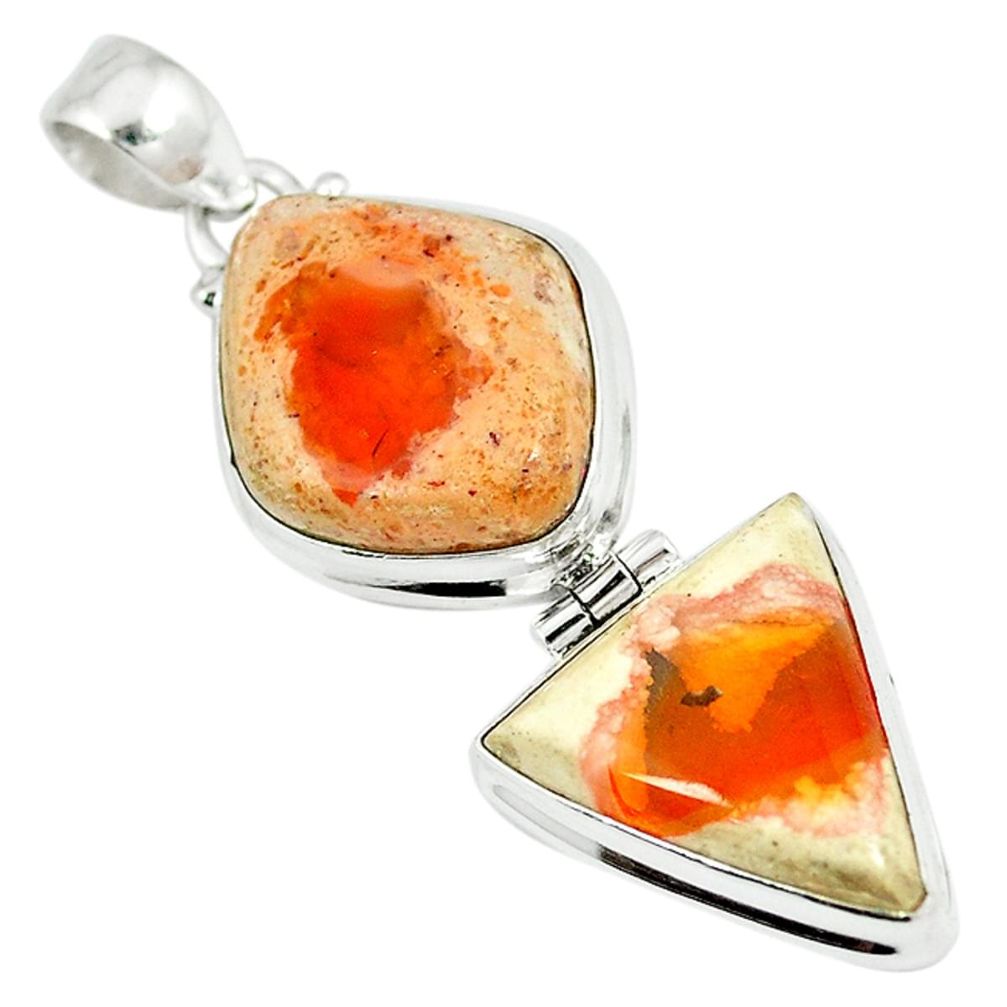 Natural multi color mexican fire opal 925 sterling silver pendant m6627