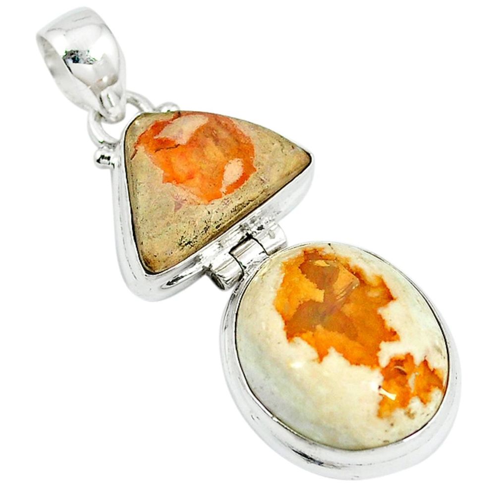Natural multi color mexican fire opal 925 sterling silver pendant m6629