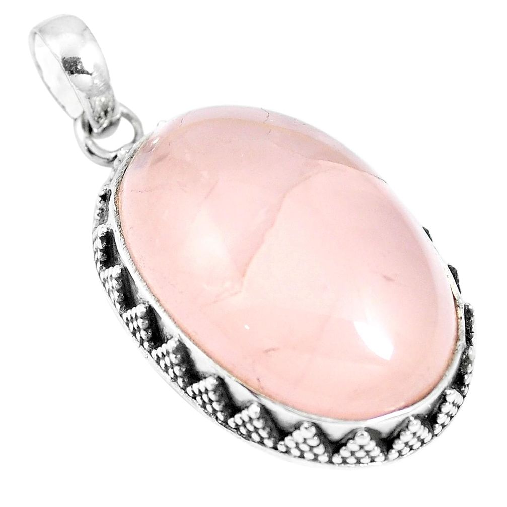 27.05cts natural pink rose quartz 925 sterling silver pendant jewelry m66305