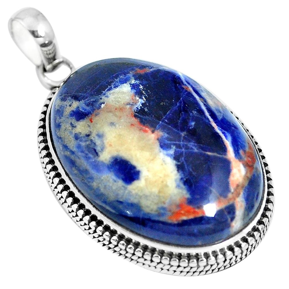 28.30cts natural orange sodalite 925 sterling silver pendant jewelry m66322