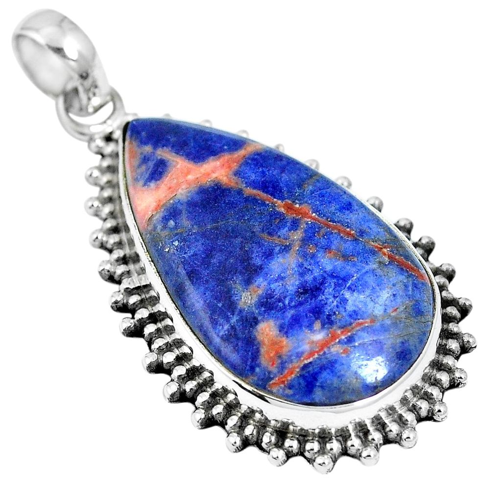 18.70cts natural orange sodalite 925 sterling silver pendant jewelry m66326