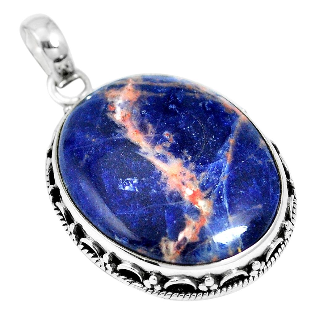 24.38cts natural orange sodalite 925 sterling silver pendant jewelry m66327