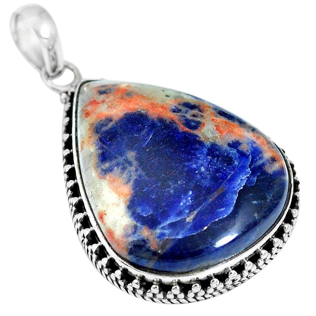 25.60cts natural orange sodalite 925 sterling silver pendant jewelry m66329