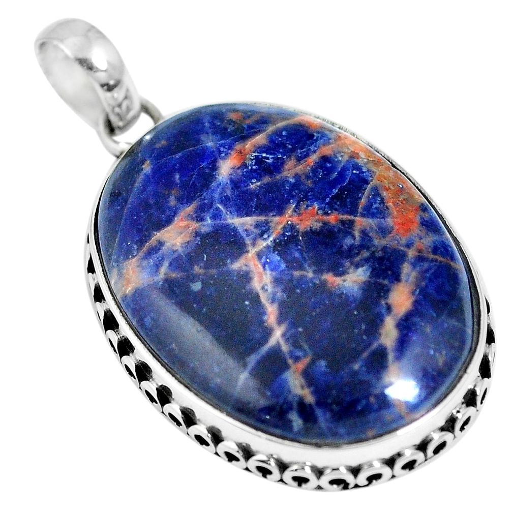 18.70cts natural orange sodalite 925 sterling silver pendant jewelry m66331