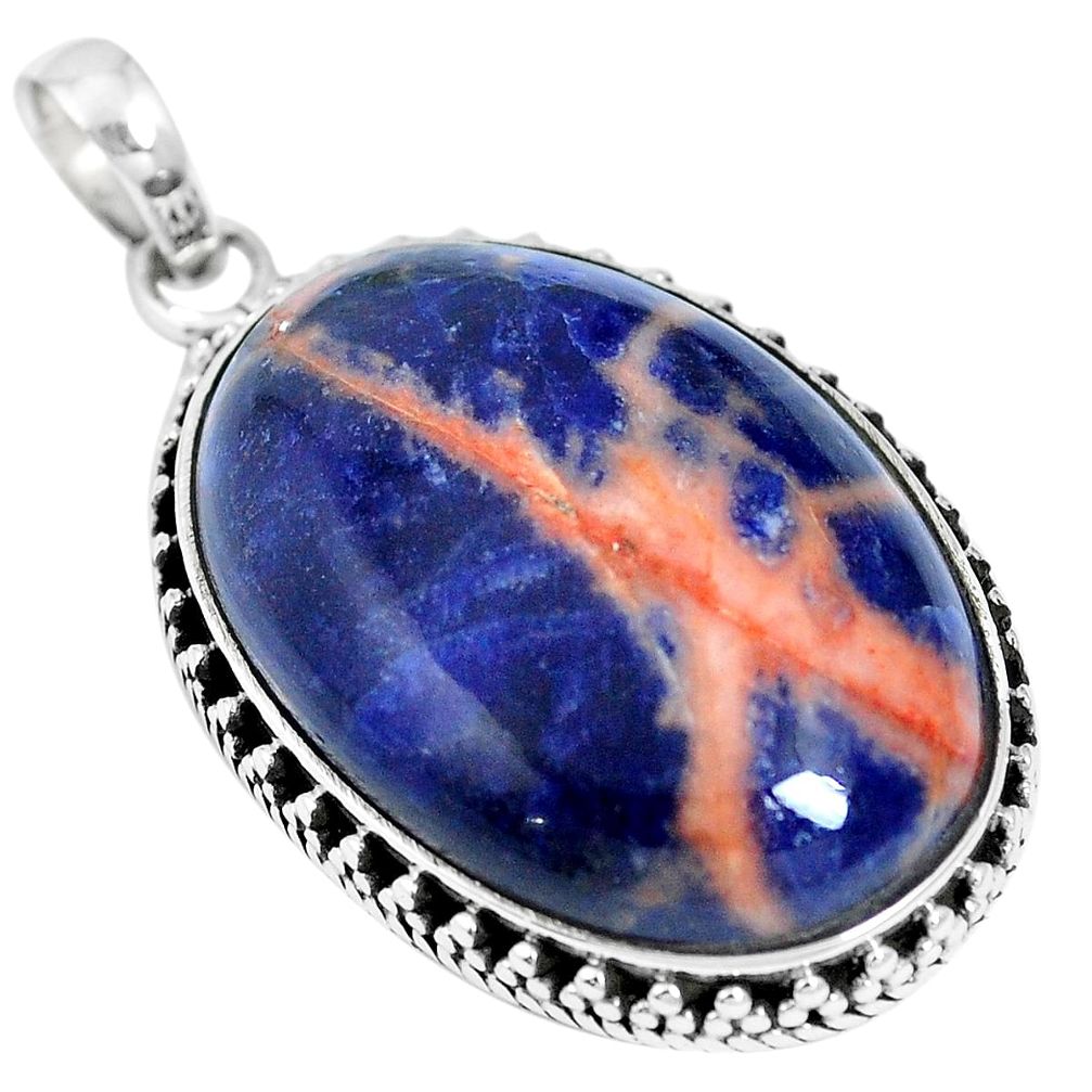 24.38cts natural orange sodalite 925 sterling silver pendant jewelry m66333