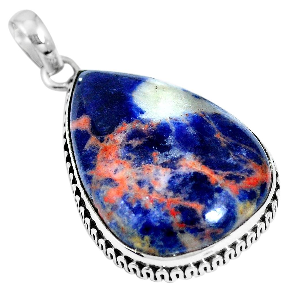 20.88cts natural orange sodalite 925 sterling silver pendant jewelry m66334