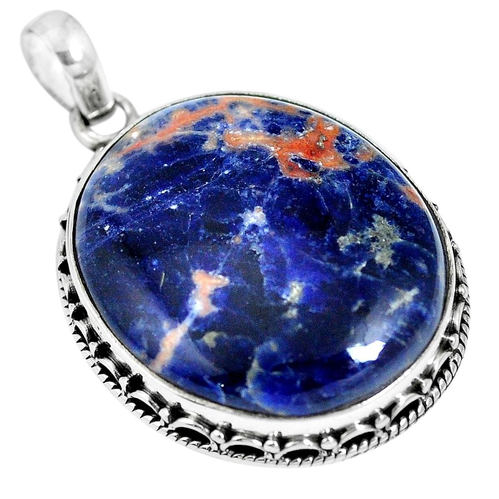 24.38cts natural orange sodalite 925 sterling silver pendant jewelry m66336