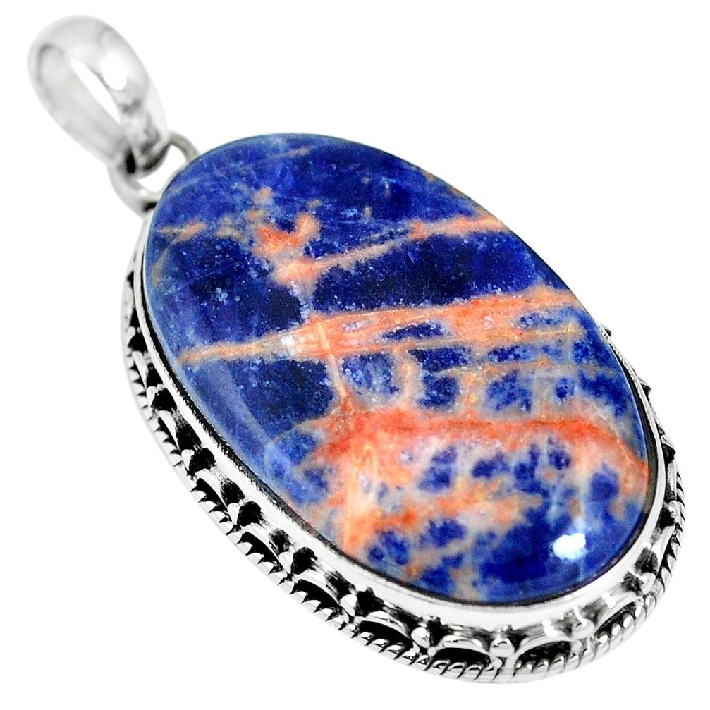 20.88cts natural orange sodalite 925 sterling silver pendant jewelry m66338