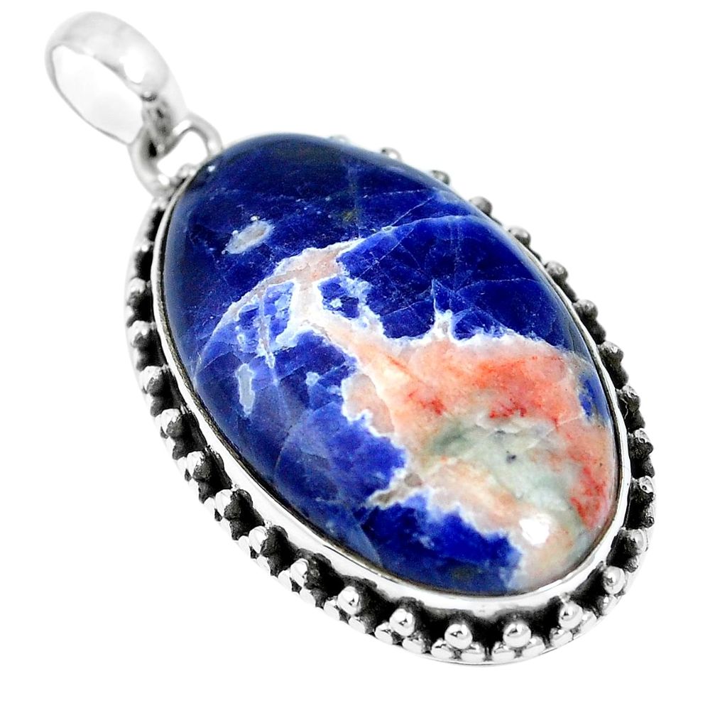 27.08cts natural orange sodalite 925 sterling silver pendant jewelry m66340