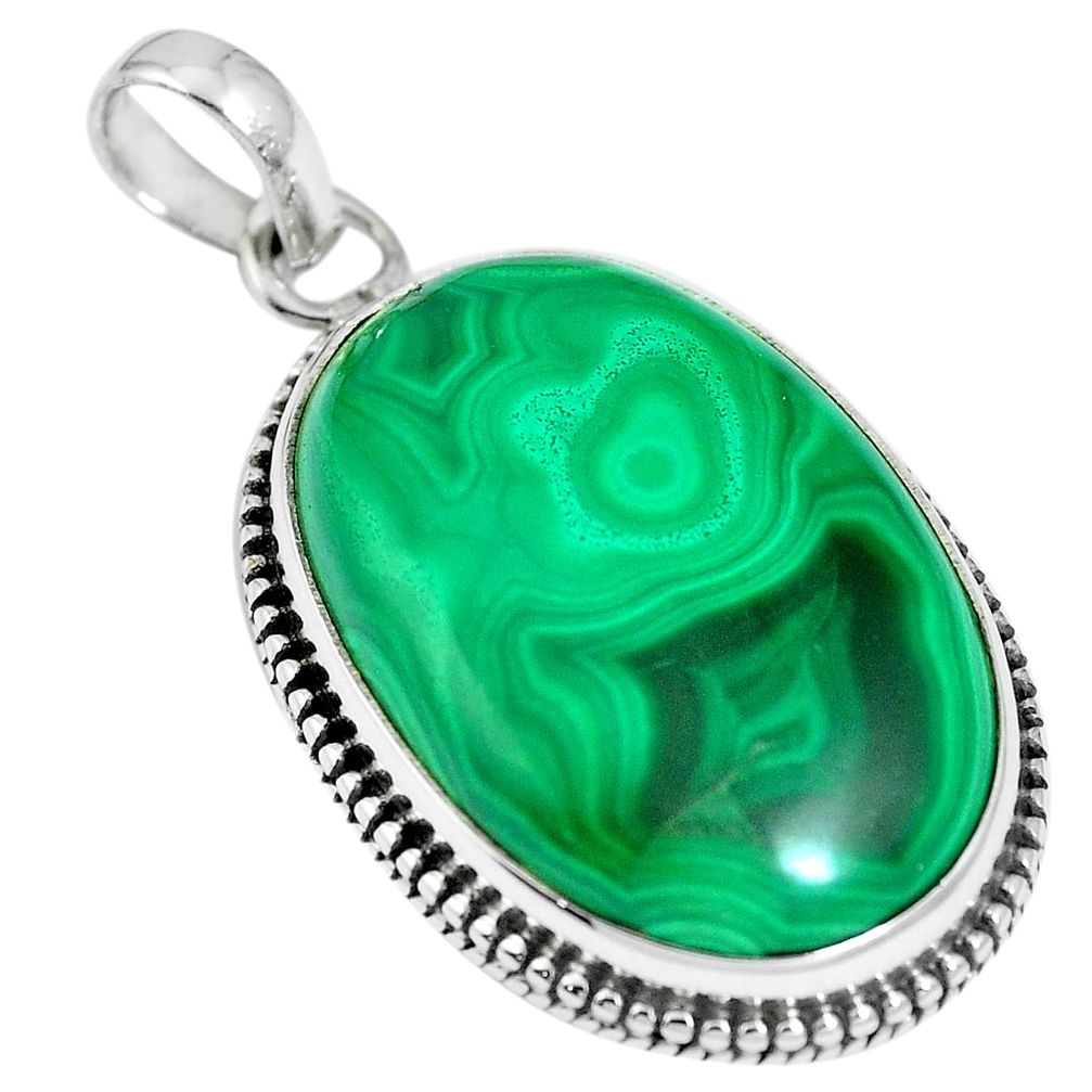 925 silver natural green malachite (pilot's stone) pendant jewelry m66418