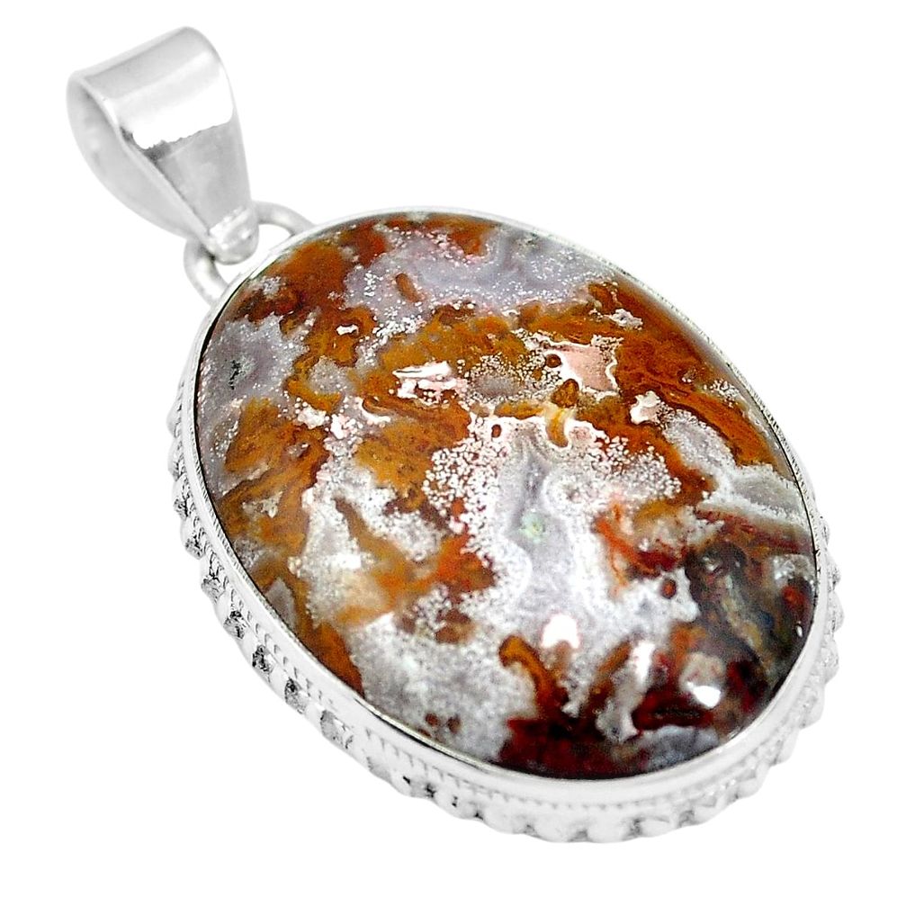 925 sterling silver natural white agua nueva agate pendant jewelry m66608