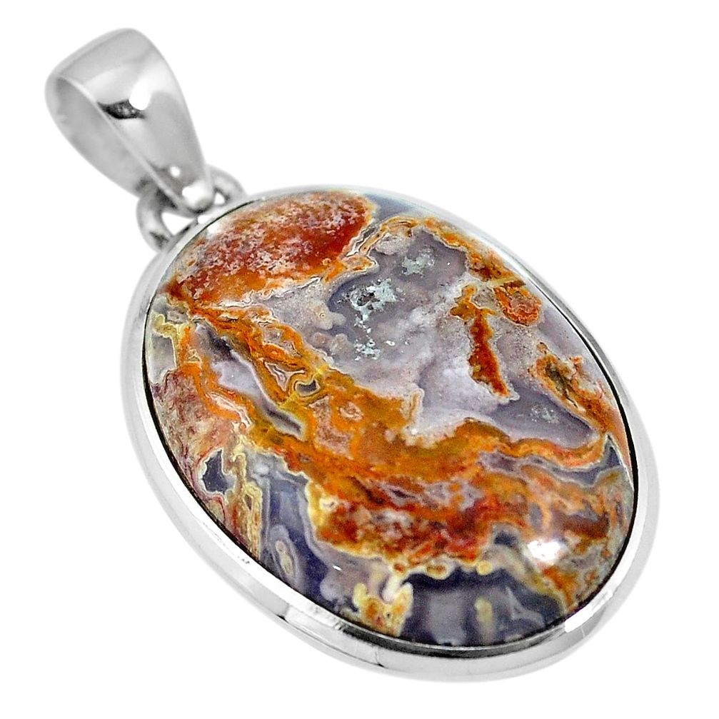 Natural white agua nueva agate 925 sterling silver pendant jewelry m66609