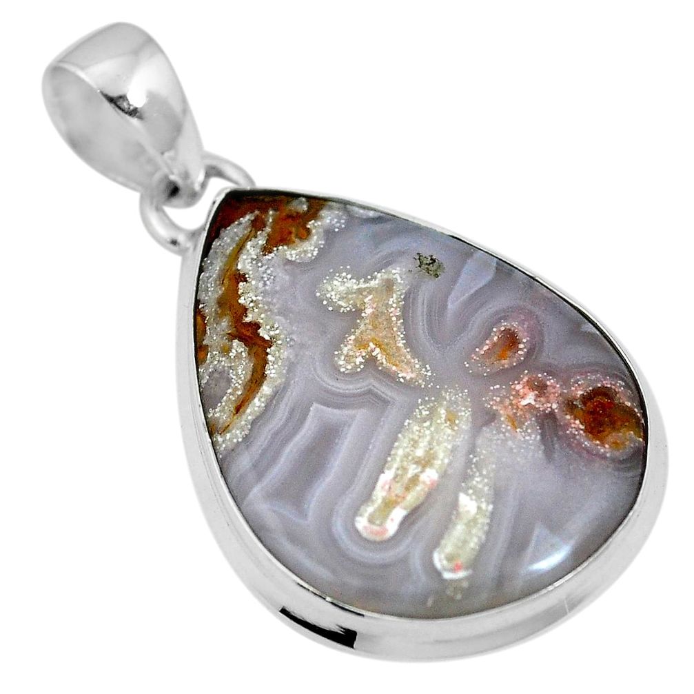 925 sterling silver natural white agua nueva agate pear pendant m66611