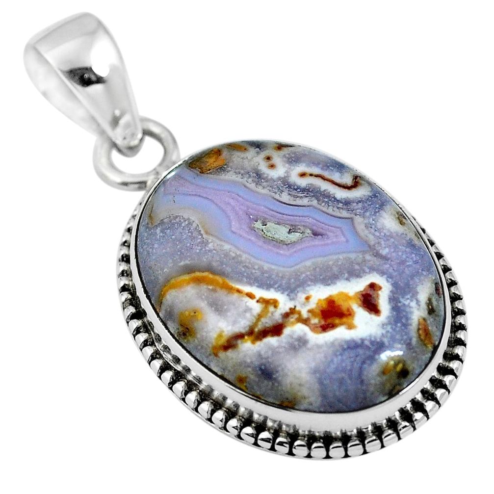 Natural white agua nueva agate 925 sterling silver pendant jewelry m66619