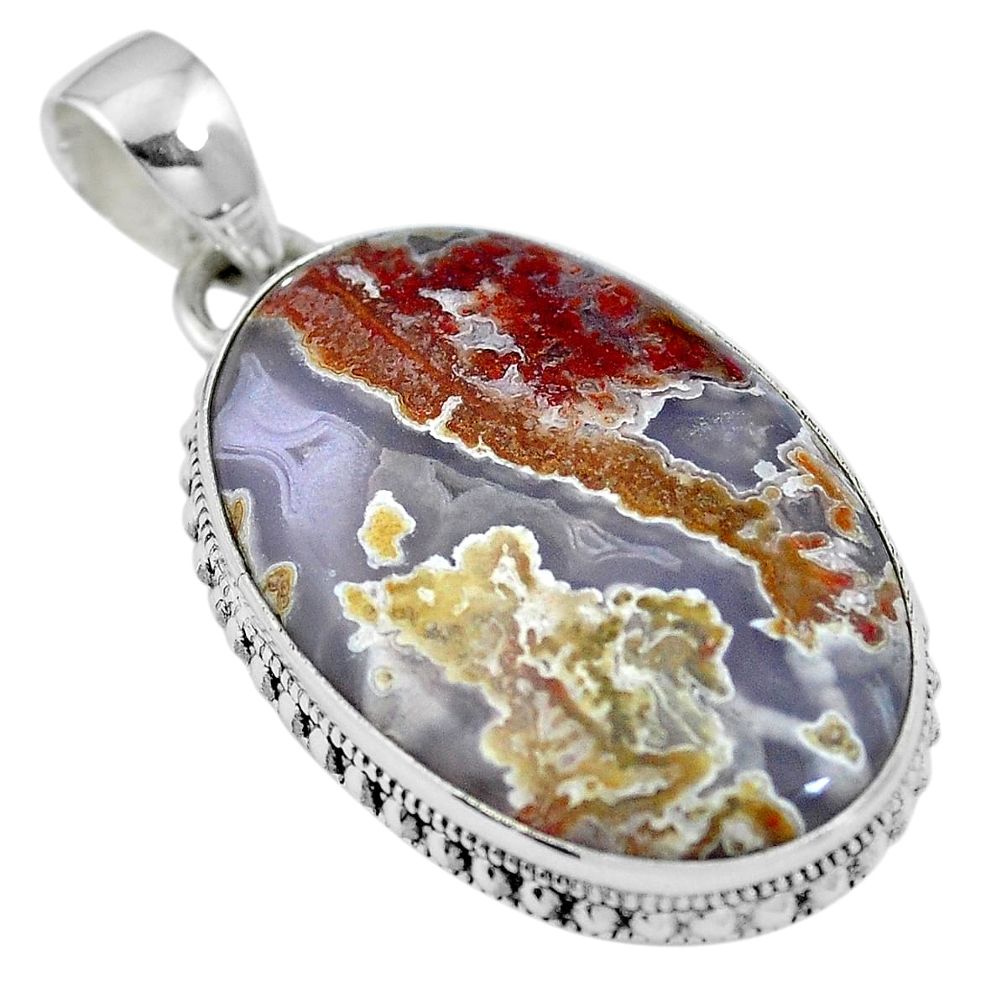 925 sterling silver natural white agua nueva agate oval pendant jewelry m66620