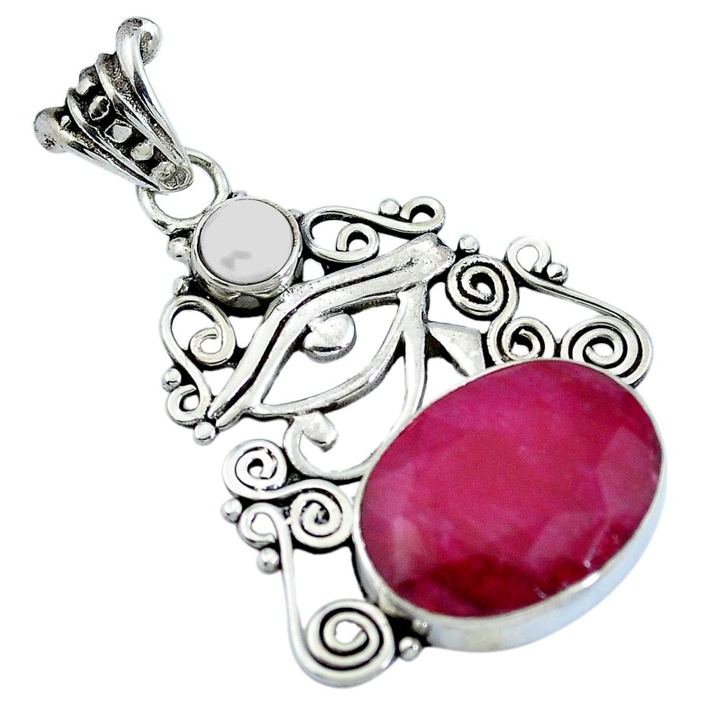 Natural red ruby pearl 925 sterling silver horse eye pendant jewelry m66801