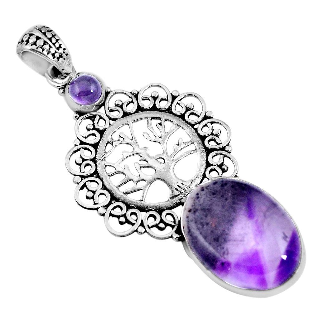 925 sterling silver natural multi color fluorite tree of life pendant m66896