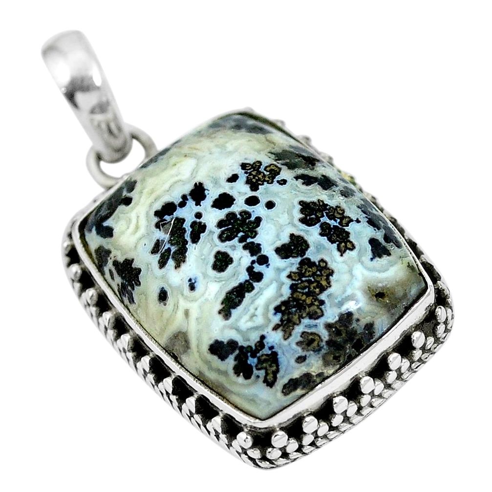 Natural black feather medicine bow agate 925 silver pendant jewelry m66968