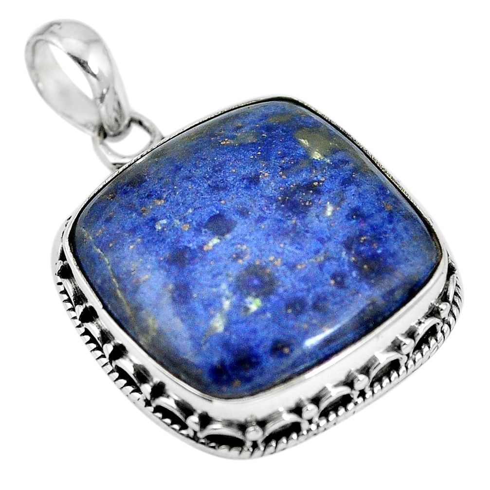 Natural blue dumortierite 925 sterling silver pendant jewelry m67074