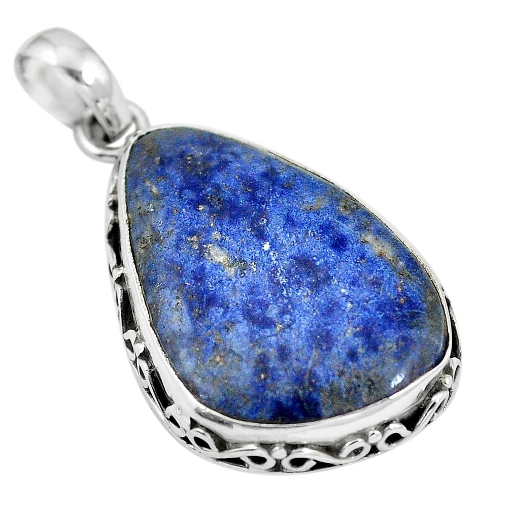 Natural blue dumortierite 925 sterling silver pendant jewelry m67080