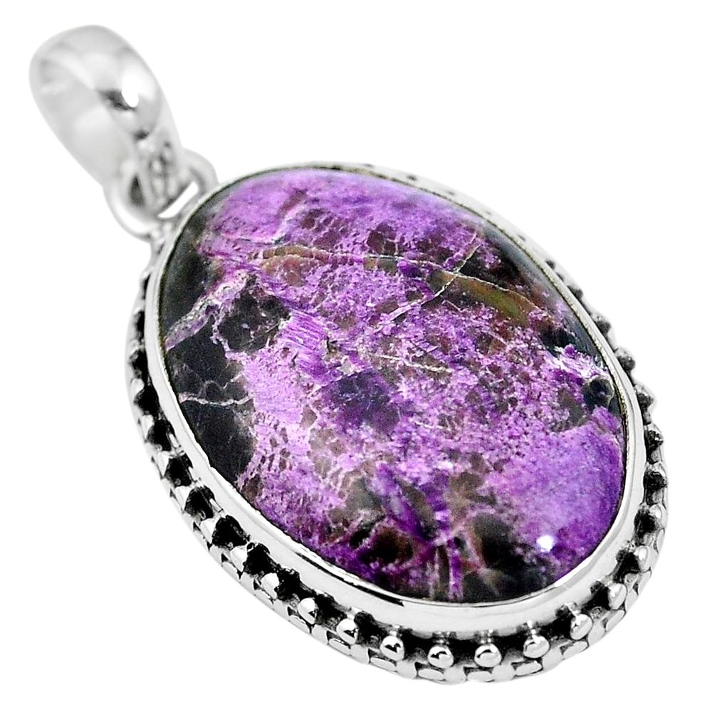 Natural purple purpurite 925 sterling silver pendant jewelry m67081