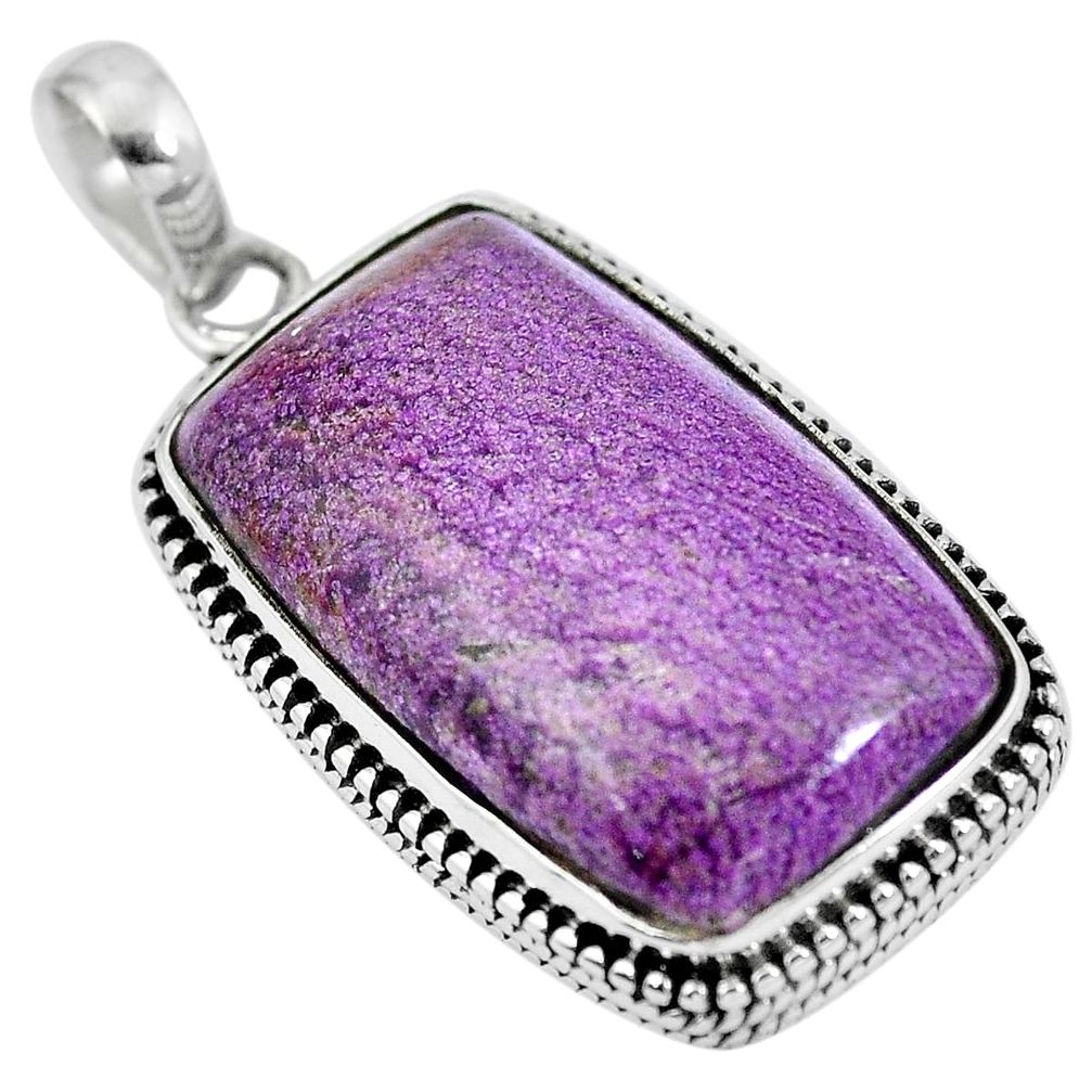 Natural purple purpurite 925 sterling silver pendant jewelry m67085