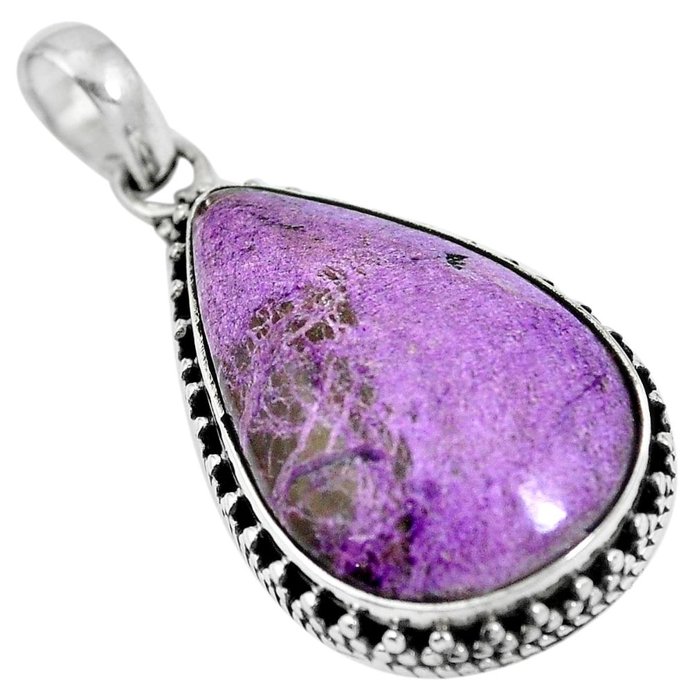 Natural purple purpurite 925 sterling silver pendant jewelry m67086