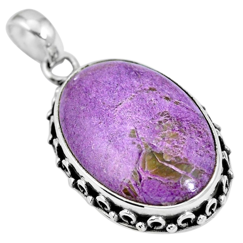 Natural purple purpurite 925 sterling silver pendant jewelry m67089