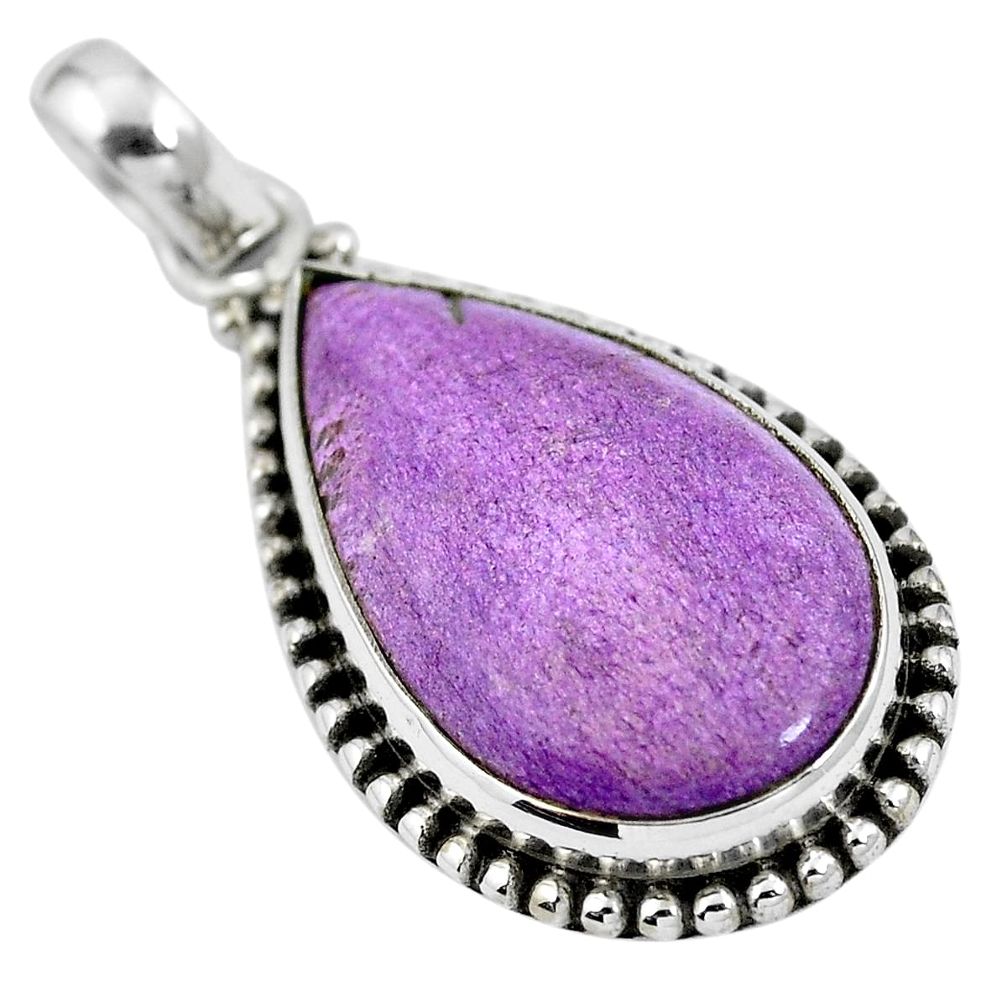 Natural purple purpurite 925 sterling silver pendant jewelry m67090
