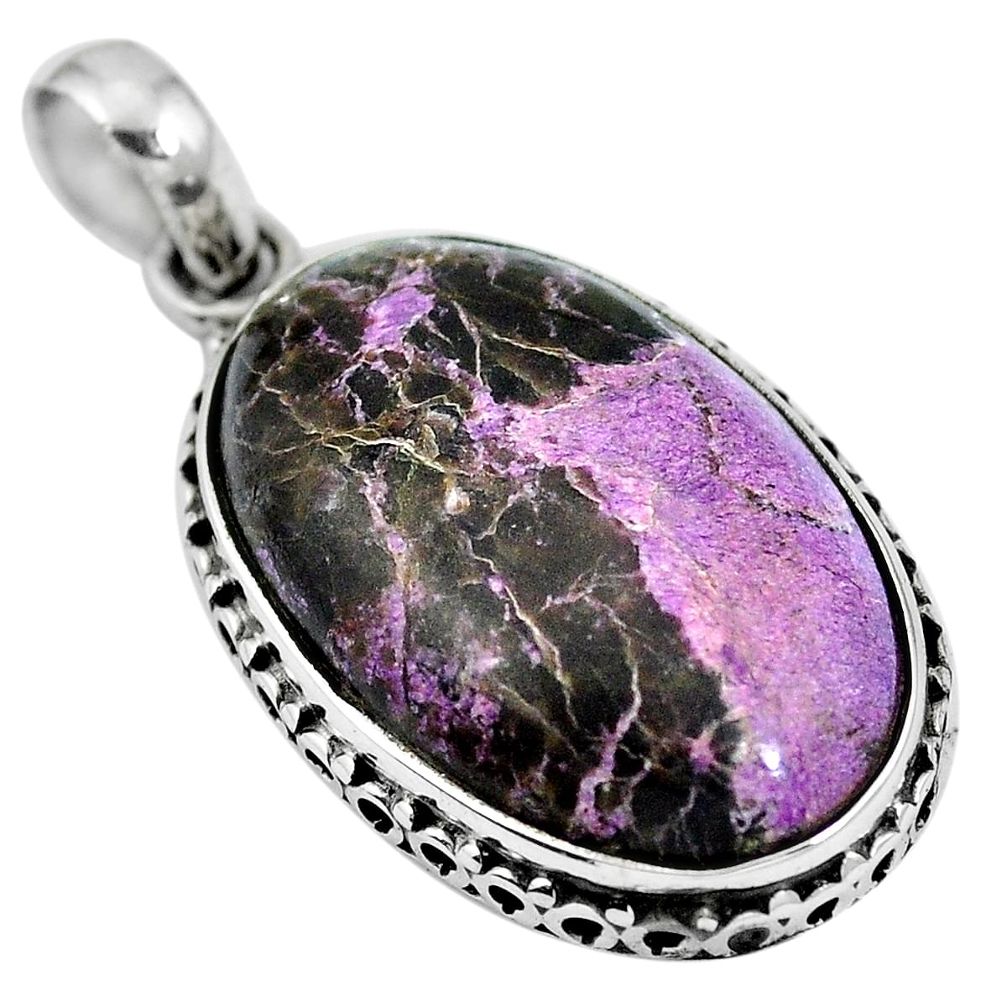 Natural purple purpurite 925 sterling silver pendant jewelry m67095