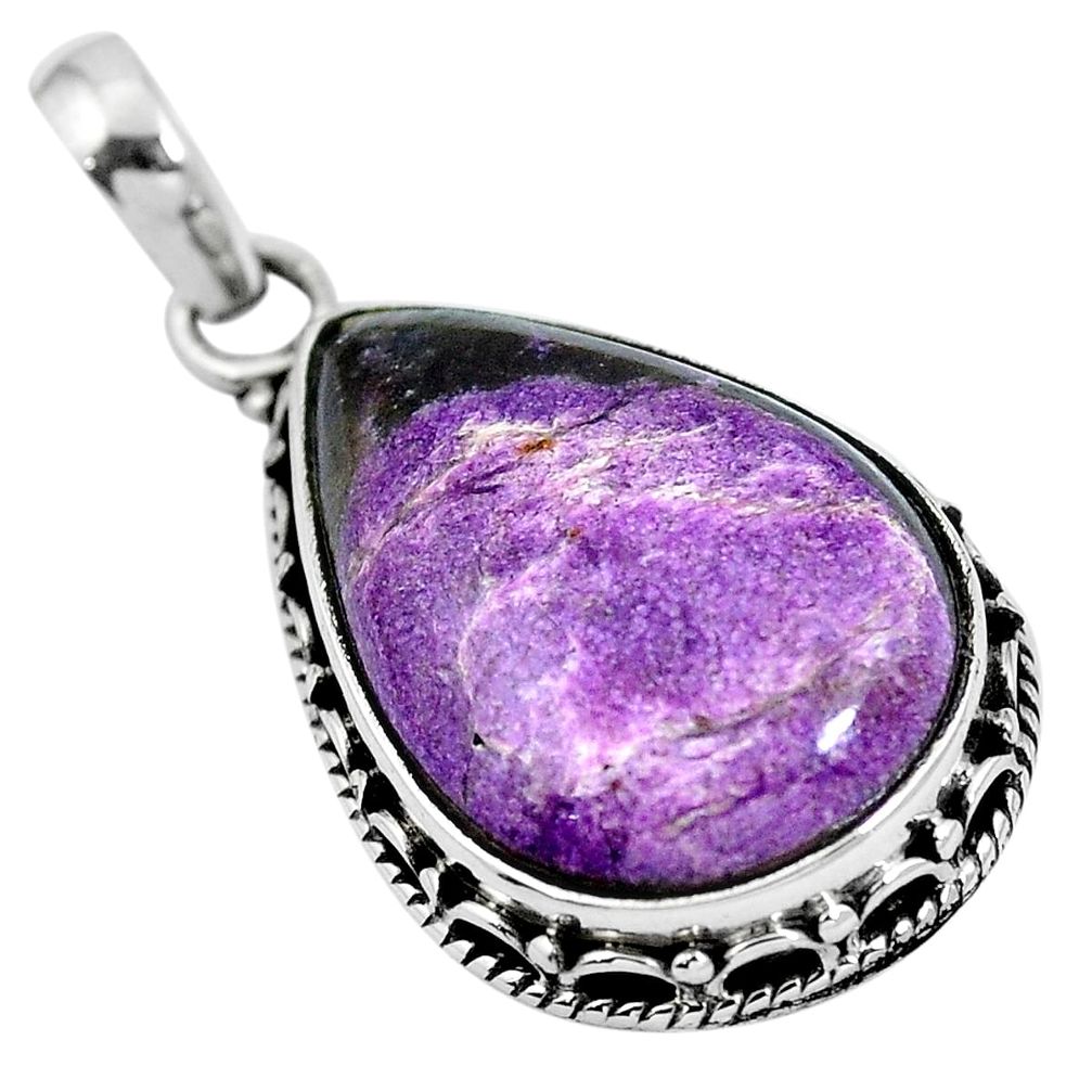 Natural purple purpurite 925 sterling silver pendant jewelry m67098